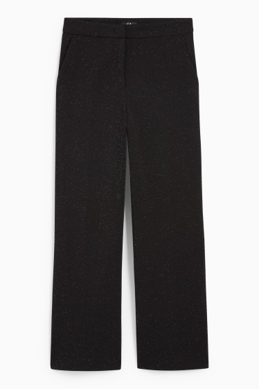 Femei - Pantaloni office - talie înaltă - wide leg - negru
