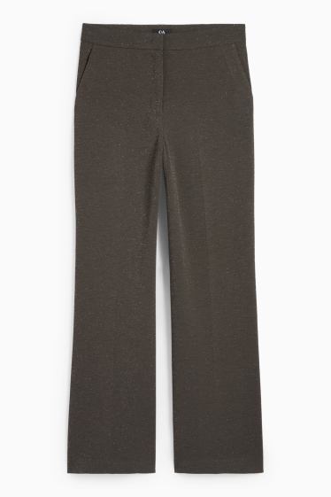 Femei - Pantaloni office - talie înaltă - wide leg - gri închis