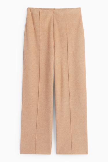 Femei - Pantaloni de trening din tricot - maro deschis