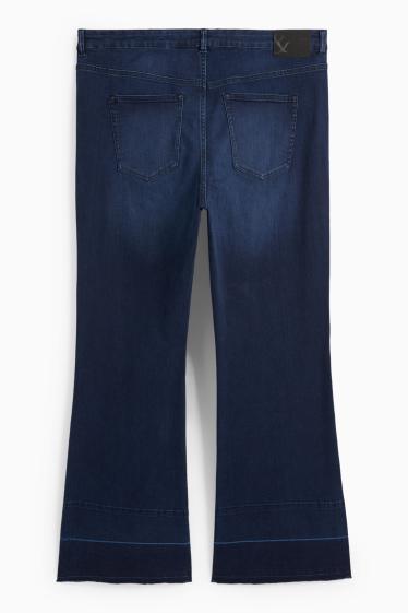 Femei - Flared jeans - talie medie - denim-albastru închis