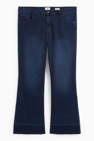 Femei - Flared jeans - talie medie - denim-albastru închis