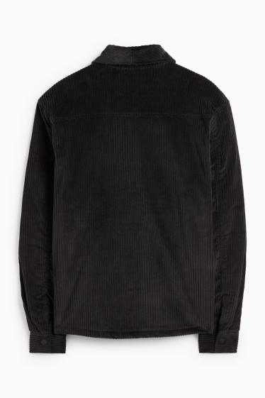 Herren - Cord-Hemdjacke - Relaxed Fit - gefüttert - Kent - schwarz