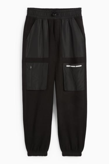 Copii - Băieți - Pantaloni de trening cargo din fleece - negru