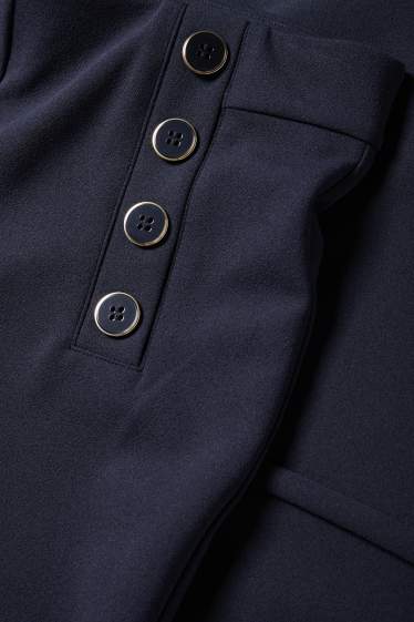 Femei - Pantaloni din jerseu - talie medie - wide leg - albastru închis