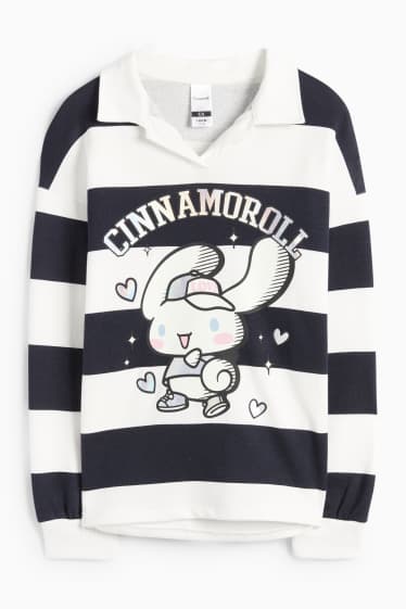 Copii - Fete - Cinnamoroll - tricou polo - cu dungi - alb / negru