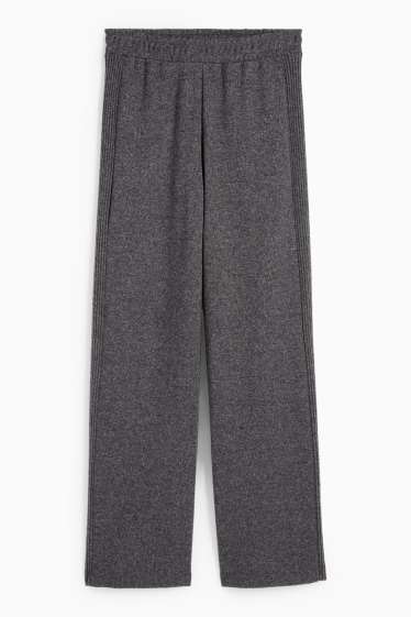 Femei - Pantaloni de trening din tricot - gri închis