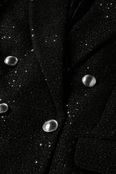 Femei - Blazer office cu paiete - regular fit - negru
