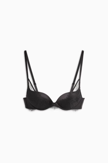Femei - Sutien cu armătură - PLUNGE - push-up - vătuit - negru