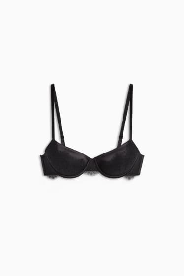 Femei - Sutien cu armătură - DEMI - vătuit - negru