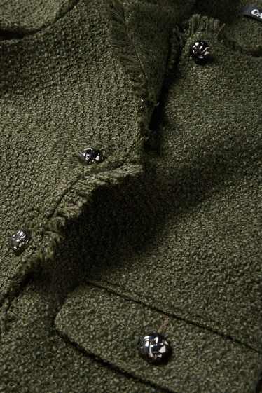 Dámské - Buklé krátký blejzr - regular fit - tmavozelená