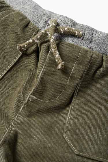 Bebeluși - băieți - Pantaloni din catifea reiată termoizolanți bebeluși - verde închis