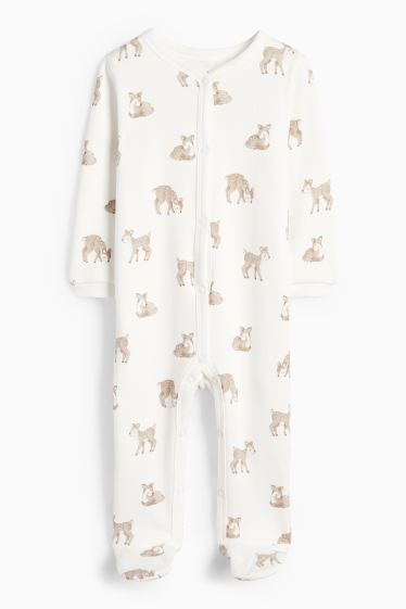 Bebeluși - fete - Căprioară - pijama salopetă bebeluși - alb-crem