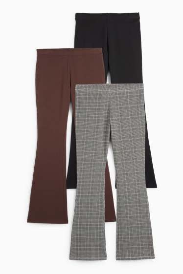 Copii - Fete - Multipack 3 perechi - colanți termoizolanți evazați - negru