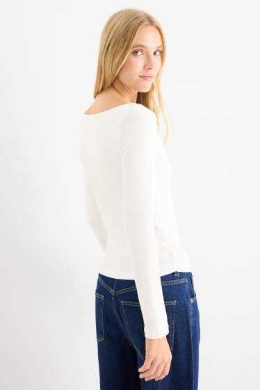 Dames - Longsleeve - slim fit - wit
