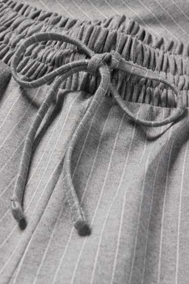 Women - Jersey trousers - high waist - wide leg - pinstripes - gray
