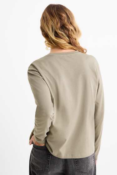 Donna - Maglia a maniche lunghe - a fiori - verde