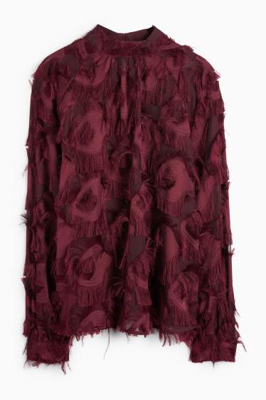 Damen - Fransen-Bluse - bordeaux