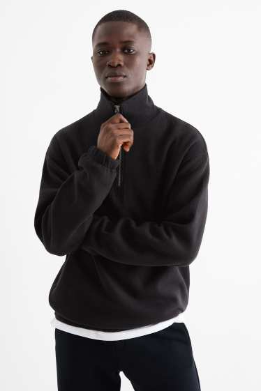 Men - Sweatshirt - ribbed - black