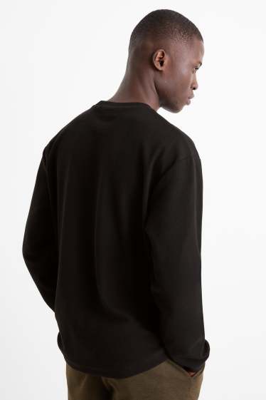 Men - Sweatshirt - textured - black