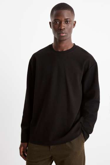 Men - Sweatshirt - textured - black