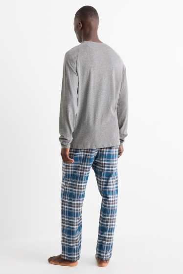 Bărbați - Pijama cu pantaloni din flanel - gri