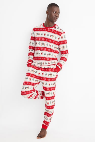 Bărbați - Mini Me - pijama pentru bărbați, cu motive de Crăciun - cu model - roșu