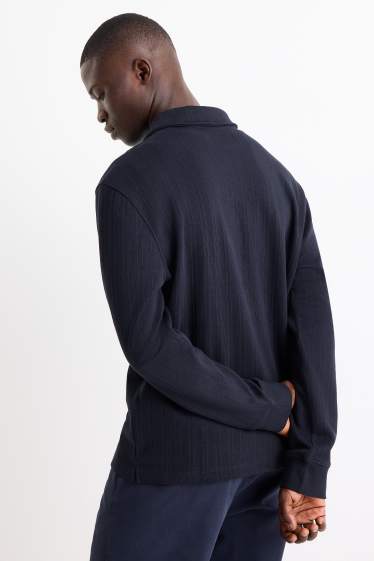 Bărbați - Tricou polo - relaxed fit - structurat - albastru închis