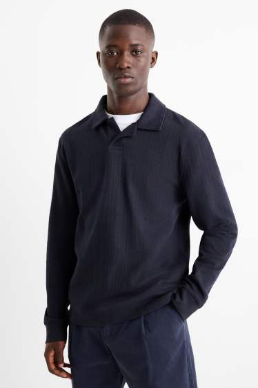 Bărbați - Tricou polo - relaxed fit - structurat - albastru închis