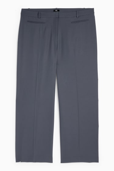 Femei - Pantaloni de stofă - talie înaltă - wide leg - albastru