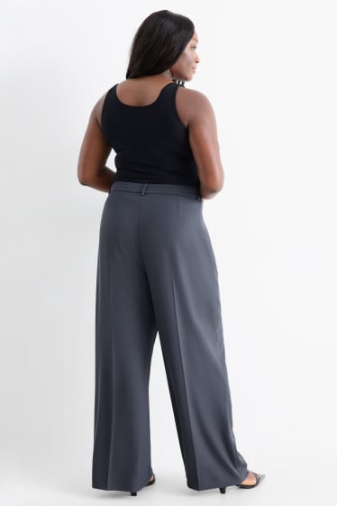 Femei - Pantaloni de stofă - talie înaltă - wide leg - albastru
