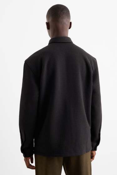 Bărbați - Jachetă tip cămașă - relaxed fit - guler Kent - structurat - negru