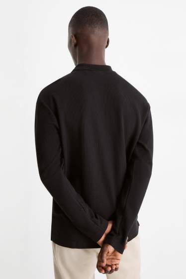 Bărbați - Tricou polo - regular fit - structurat - negru