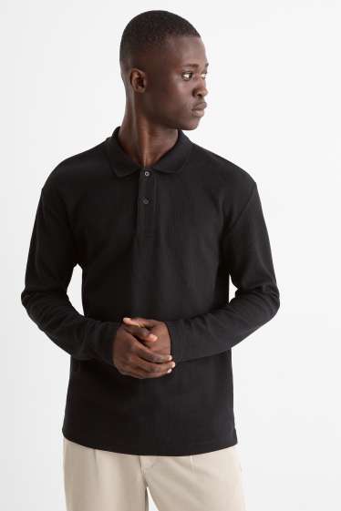 Bărbați - Tricou polo - regular fit - structurat - negru