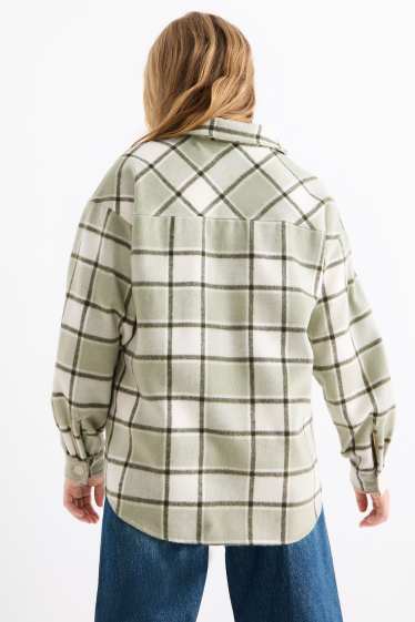 Children Girls - Flannel shirt - check - light green