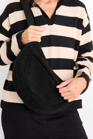 Dámské - Teddy kabelka přes rameno - černá