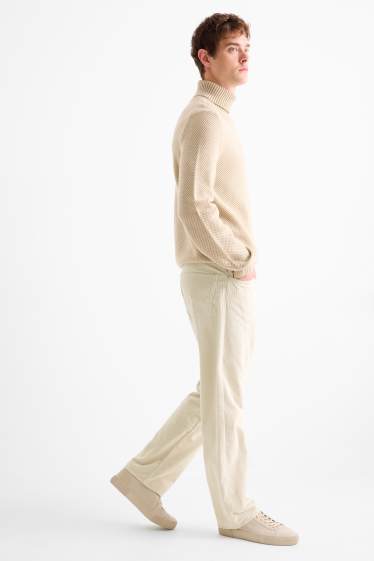 Bărbați - Pantaloni din catifea reiată - relaxed fit - bej deschis