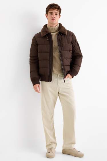 Bărbați - Pantaloni din catifea reiată - relaxed fit - bej deschis