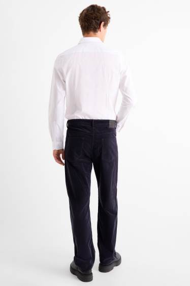 Bărbați - Pantaloni din catifea reiată - relaxed fit - albastru închis