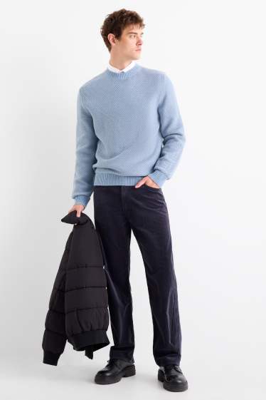 Bărbați - Pantaloni din catifea reiată - relaxed fit - albastru închis