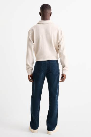 Bărbați - Pantaloni din catifea reiată - regular fit - albastru închis