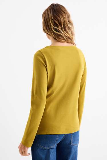 Femei - Tricou cu mânecă lungă - regular fit - galben muștar