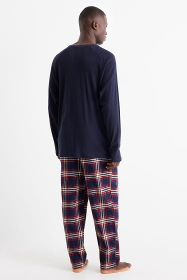 Bărbați - Pijama cu pantaloni din flanel - albastru închis