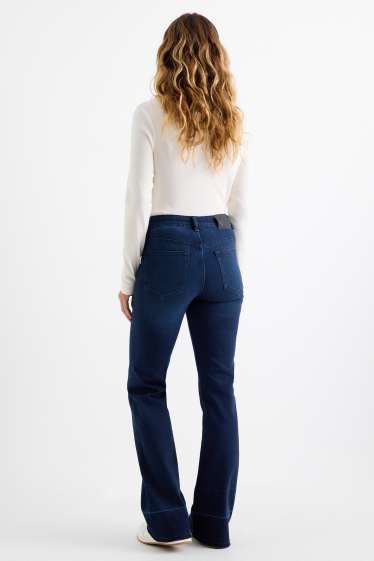 Femei - Flared jeans - talie medie - denim-albastru închis