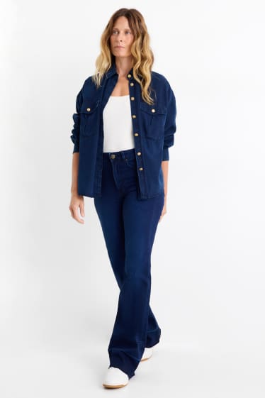 Femei - Flared jeans - talie medie - denim-albastru închis