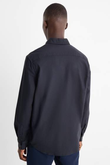 Men - Shirt - regular fit - button-down collar - dark blue