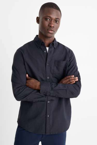 Men - Shirt - regular fit - button-down collar - dark blue
