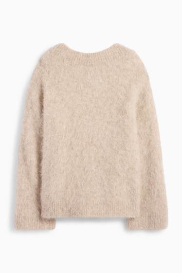 Femei - Pulover - amestec de lână alpaca - bej deschis
