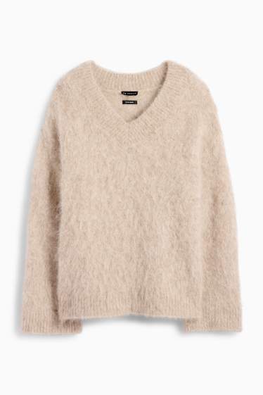 Femei - Pulover - amestec de lână alpaca - bej deschis