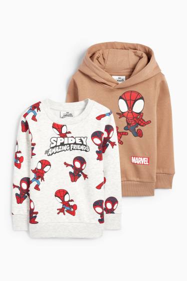 Copii - Băieți - Multipack 2 buc. - Păienjenelul Marvel - hanorac și bluză de molton - alb / bej
