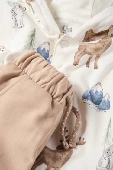 Baby Buben - Wildtiere - Baby-Outfit - 2 teilig - weiß / beige